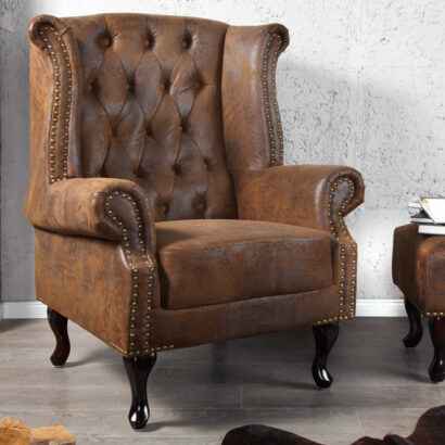 Vingstol Chesterfield brun antik look / 19448