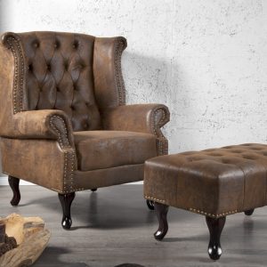 Vingstol Chesterfield brun antik look / 19448