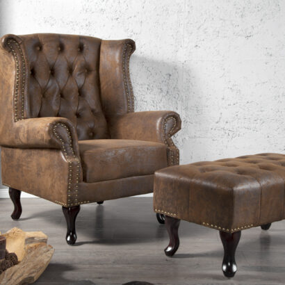 Vingstol Chesterfield brun antik look / 19448