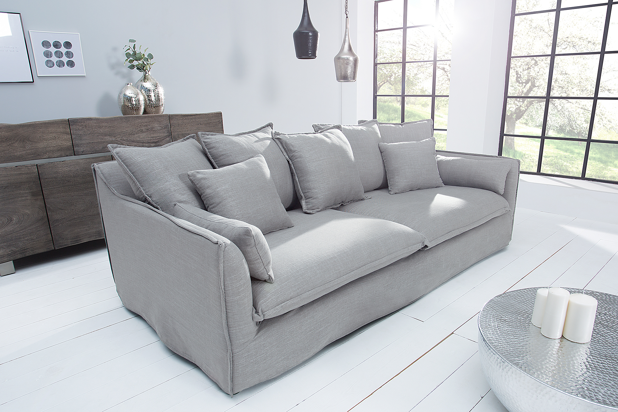 Heaven soffa 3-sits linne grå / 38936