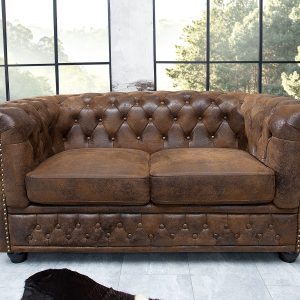 Chesterfield soffa 2-sits brun antik look / 17109