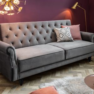 Bäddsoffa Maison Belle II 220cm grå sammet / 40083