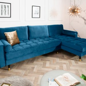 Hörnsoffa Cozy Velvet II 260cm mörkblå sammet / 39847