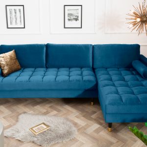 Hörnsoffa Cozy Velvet II 260cm mörkblå sammet / 39847