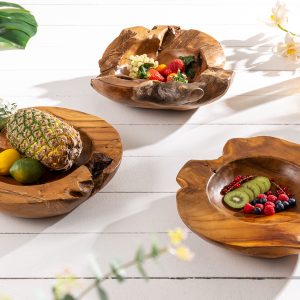 Rotskål naturlig 40cm teak / 11627