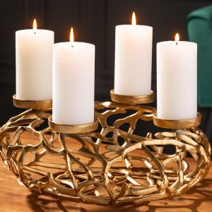 Ljusstake 4-flamma Abstrakt 38 ​​cm guld / 41278