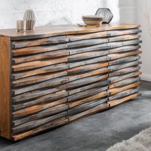 Sideboard relief 160cm Sheesham smoke / 39746