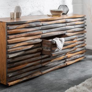 Sideboard relief 160cm Sheesham smoke / 39746