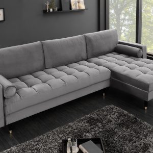Hörnsoffa Cosy Velvet II 260cm grå sammet/ 40273