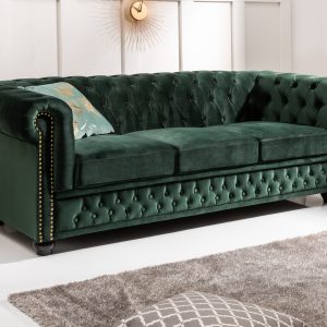 Sofa Chesterfield 3er Samt grün/ 40483