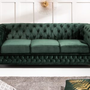 Sofa Chesterfield 3er Samt grün/ 40483