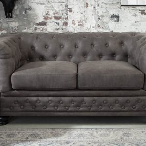 Soffa Chesterfield II 2-sits 150cm vintage grå taupe/ 40518