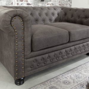 Soffa Chesterfield II 2-sits 150cm vintage grå taupe/ 40518