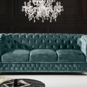 Soffa Chesterfield 3-sits bensin sammet/ 43091