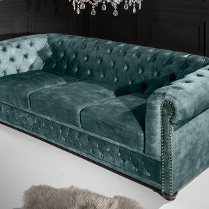 Soffa Chesterfield 3-sits bensin sammet/ 43091