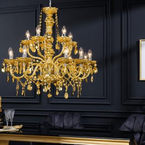 Ljuskrona Kristall 15 armar guld/ 43168