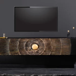 TV-tavla GOLDEN SUNSET 160 cm 3D-hängande mangoträ svart/ 44250
