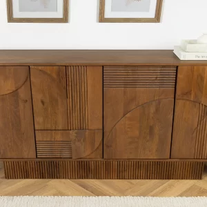 Skänk ART DECO 170 cm 3D mangoträ rökbrun look/ 45478