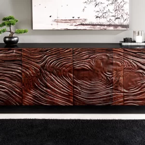 Skänk FLUID 175 cm 3D akaciaträ svart och mörk valnötsbrun/ 45599