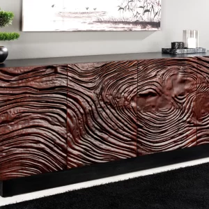 Skänk FLUID 175 cm 3D akaciaträ svart och mörk valnötsbrun/ 45599