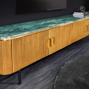 TV-bänk VENEZIANO 160 cm mangoträ och marmorskiva/ 44534