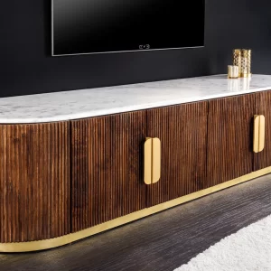 TV-bänk GATSBY 170 cm mangobrun guld marmorbänk/ 45828