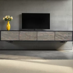 TV-tavla MOUNTAIN SOUL 200 cm hängande akacia naturstensliknande svart/ 46112