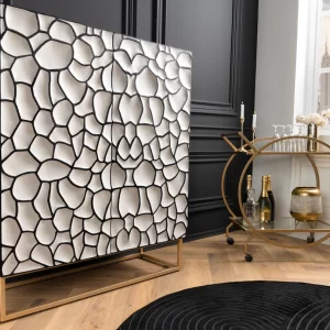 Högskåp VULCANO 120 cm 3D-mosaik mangoträ svartvit/ 44645