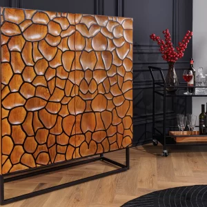 Högskåp VULCANO 120 cm 3D-mosaik mangoträ brun/ 44650