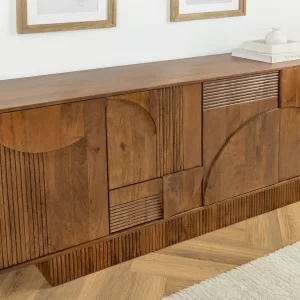 Skänk ART DECO 170 cm 3D mangoträ rökbrun look/ 45478
