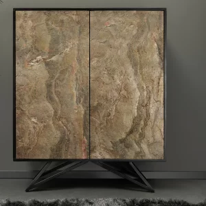 Högskåp MOUNTAIN SOUL 120 cm akacia naturstensliknande svart natur/ 44340