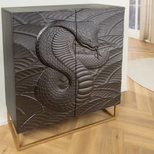 Högskåp SNAKE 120 cm svart mangoträ/ 45633