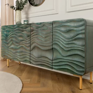 Skänk WAVE 160 cm turkos mangoträ/ 45635