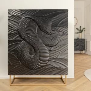 Högskåp SNAKE 120 cm svart mangoträ/ 45633