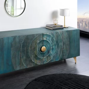 Skänk GOLDEN SUNSET 180cm 3D mangoträ turkos/ 45643