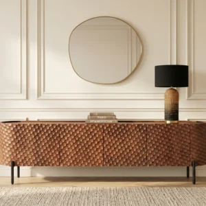 TV-Bord ADLON 160cm eller 200cm 3D massive mango wood w/ black frame