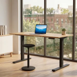 Kontorsskrivbord Oak Desk 120cm höjdjusterbart naturfärgat