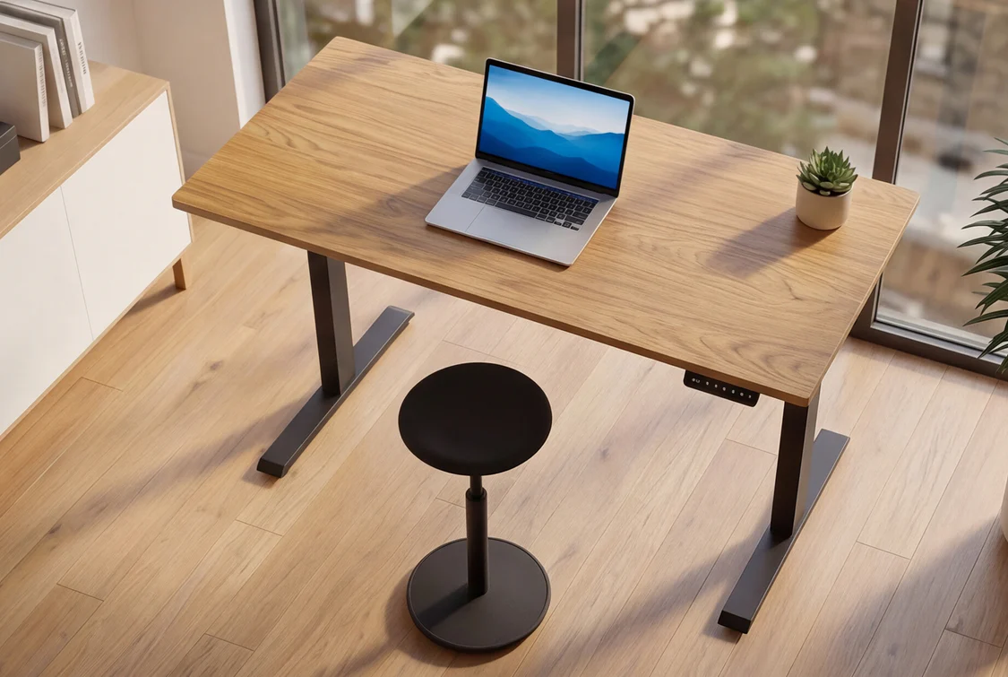Kontorsskrivbord Oak Desk 120cm höjdjusterbart naturfärgat - Bild 2