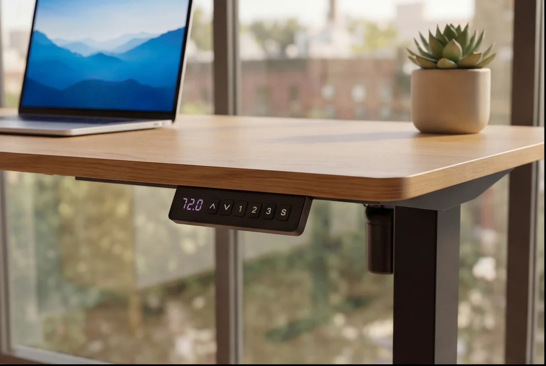 Kontorsskrivbord Oak Desk 120cm höjdjusterbart naturfärgat - Bild 5